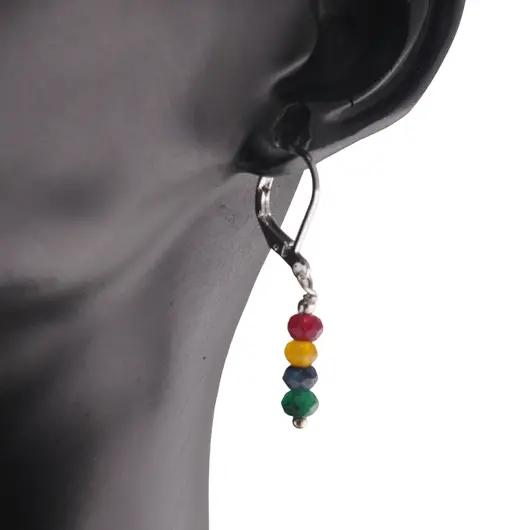 Set Cercei cu agatatoare si Colier din Mix agate discuri fatetate, 4mm, imagine 3