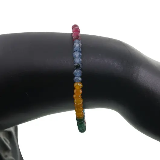 Set colier, bratara si cercei cu agatatoare Mix agate discuri fatetate, 4mm, imagine 2
