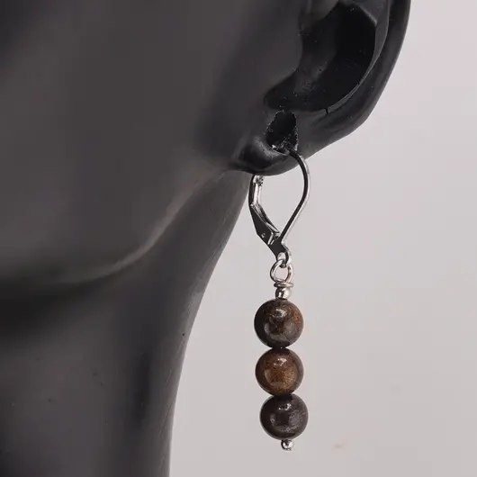 Cercei cu agatatoare Bronzit sfere, 6mm, imagine 2