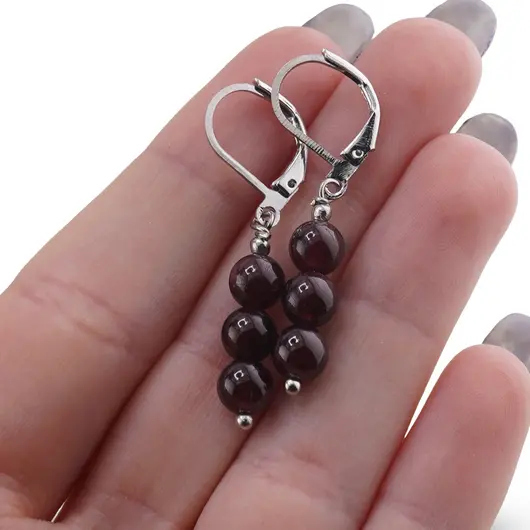 Cercei cu agatatoare Granat sfere, 6mm, imagine 3