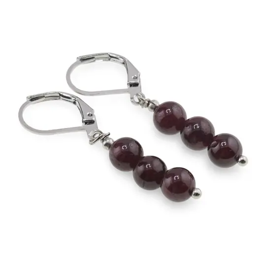 Cercei cu agatatoare Granat sfere, 6mm
