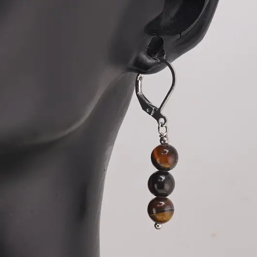 Cercei cu agatatoare Ochi de tigru sfere, 6mm, imagine 2