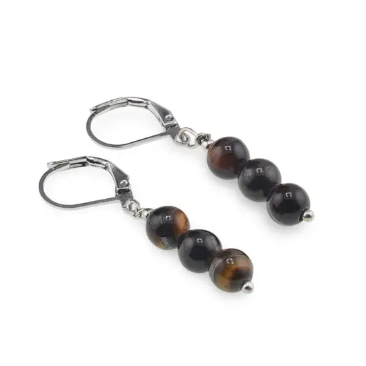Cercei cu agatatoare Ochi de tigru sfere, 6mm