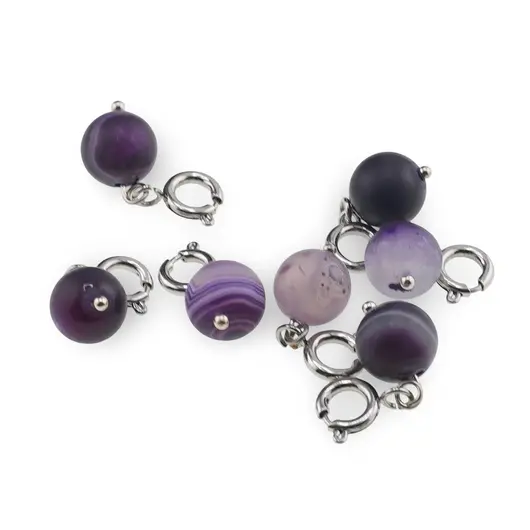 Pandantiv / Breloc cu Agat mov mat sfera, 10mm, imagine 2