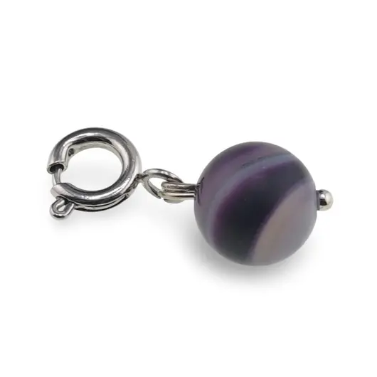 Pandantiv / Breloc cu Agat mov mat sfera, 10mm