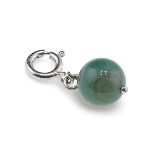 Pandantiv / Breloc cu Agat verde sfera, 10mm