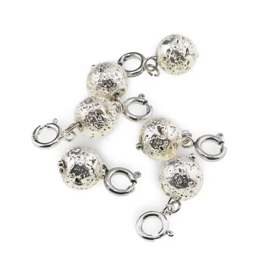 Pandantiv / Breloc cu Roca vulcanica argintie sfera, 10mm, imagine 2