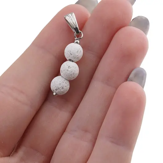 Pandantiv Roca vulcanica alba sfere, 6mm, imagine 3