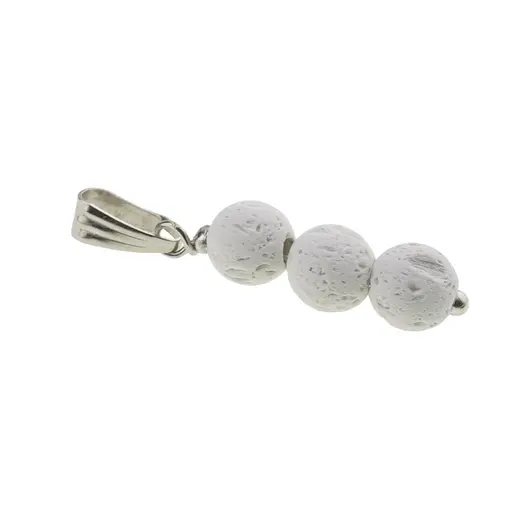 Pandantiv Roca vulcanica alba sfere, 6mm