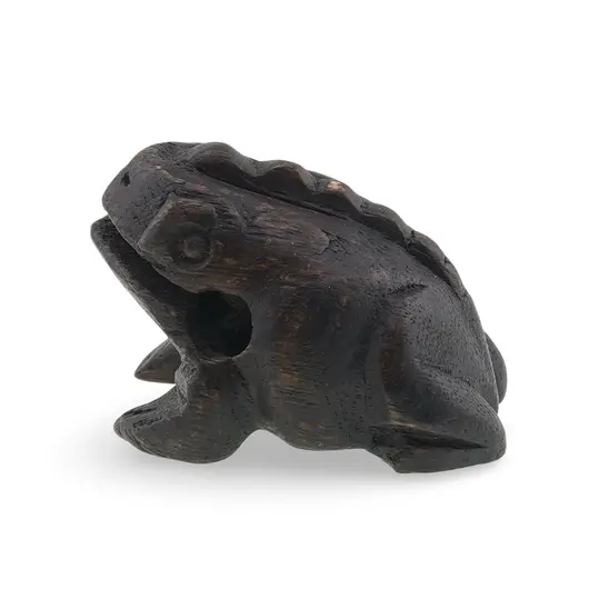 Figurina broasca vintage din lemn sculptat manual, 6,5cm