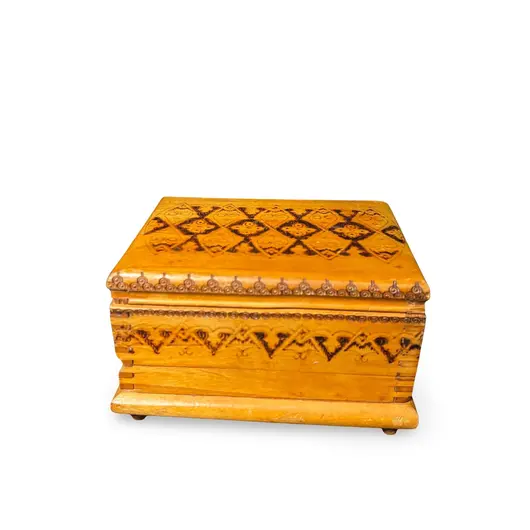 Cutie vintage din lemn pentru trabucuri, model cu sertare interioare, 16cm