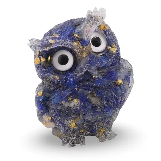 Bufnita din rasina cu spartura Lapis Lazuli si foita de aur, 6cm