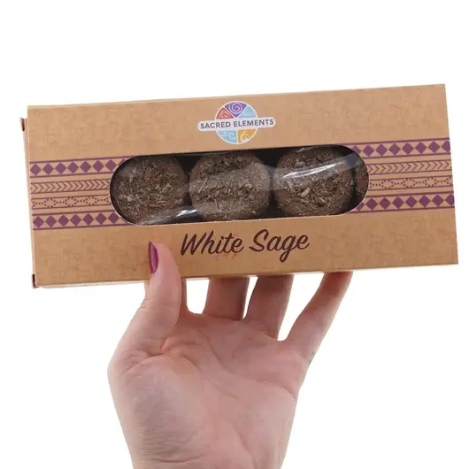 Discuri parfumate artizanale organice pentru fumigatie Sacred Elements - White Sage 4 buc, imagine 3