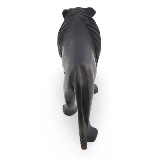 Figurina leu vintage din lemn sculptat manual, model realist, 20cm, imagine 2
