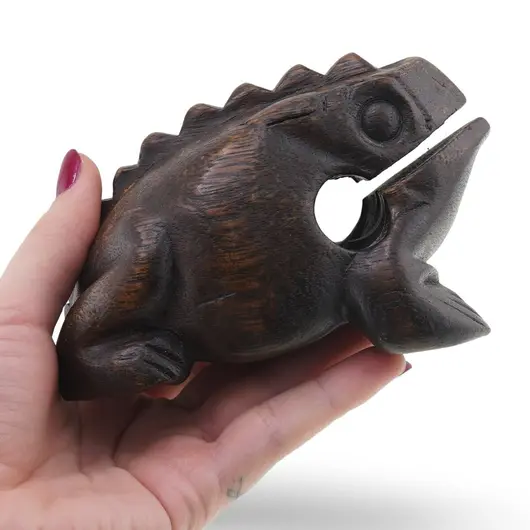 Figurina broasca vintage din lemn sculptat manual, 11cm, imagine 3