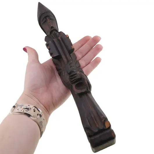 Statueta vintage din lemn sculptat manual, calugar cu carte, 27,5cm, imagine 3