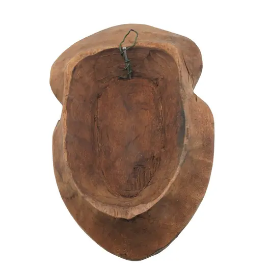 Masca africana vintage din lemn sculptat manual, model frunza si fata stilizata, 18,5cm, imagine 2