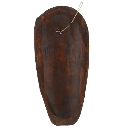 Masca africana vintage din lemn sculptat manual, decorata cu fluture alb, 20cm, imagine 2