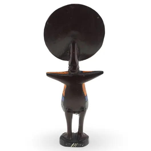 Statueta africana vintage din lemn sculptat manual, colorata in nuante vii, 20cm, imagine 2