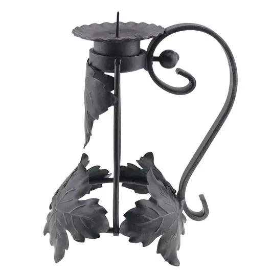 Sfesnic vintage din fier forjat, model cu frunze decorative, 15,5cm