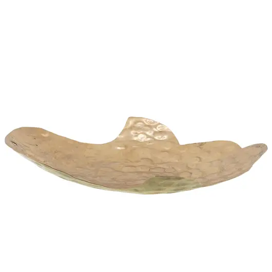 Farfurie vintage din alama ciocanita, forma mana Hamsa, 13cm, imagine 2
