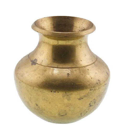 Vas vintage din alama, forma bombata cu gat larg, 7,5cm