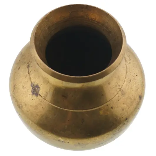 Vas vintage din alama, forma bombata cu gat larg, 7,5cm, imagine 2