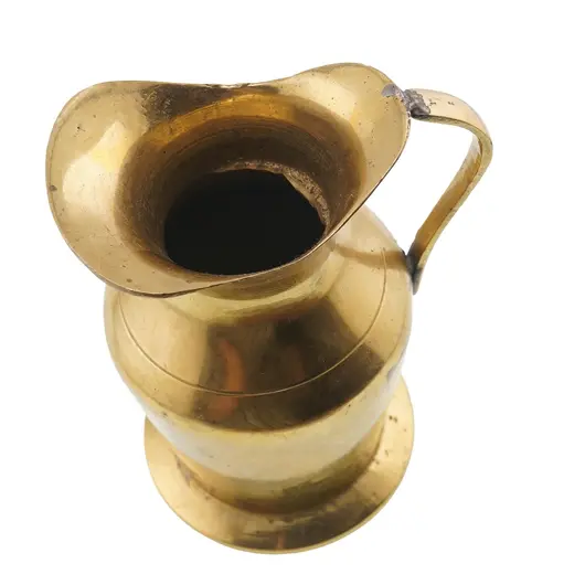 Carafa vintage din alama cu gat evazat si maner clasic, 11cm, imagine 2