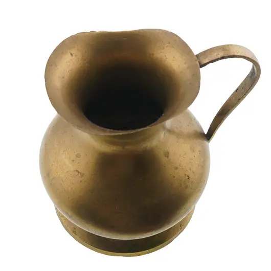 Carafa vintage din alama, forma bombata cu maner subtire, 12cm, imagine 2