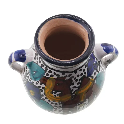 Vas decorativ vintage din ceramica pictata manual, motiv camila, 9cm, imagine 2