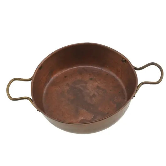 Tava rotunda vintage din cupru cu manere laterale, 13cm, imagine 2