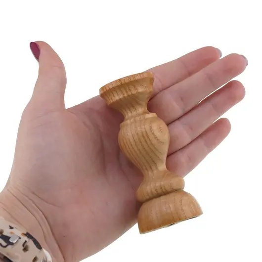 Sfesnic vintage din lemn sculptat manual, finisaj natur, 8cm, imagine 3