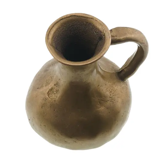 Carafa vintage din bronz cu gat lung si maner rotund, imagine 2