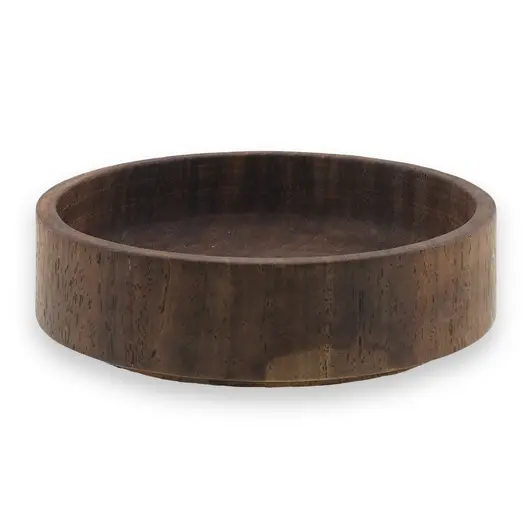 Bol rotund vintage mic din lemn sculptat manual, finisaj natural inchis, 12,5cm, imagine 2