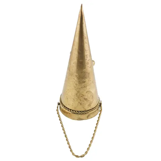Stingator de lumanari vintage din alama, forma conica cu lant decorativ, 19,5cm, imagine 2