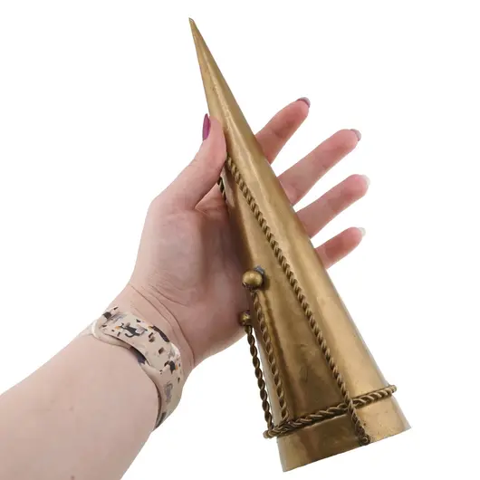 Stingator de lumanari vintage din alama, model con inalt cu snur rasucit, 25cm, imagine 3