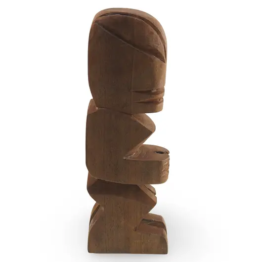 Statueta vintage din lemn sculptat manual, figurina stilizata simpla, 21cm, imagine 2