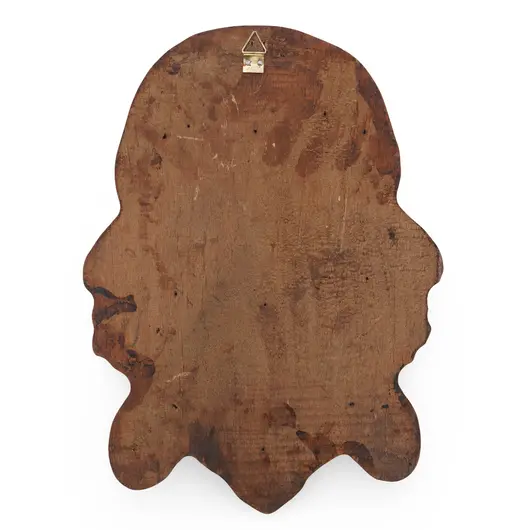 Masca decorativa vintage din lemn sculptat manual, model fata tripla, 28cm, imagine 2