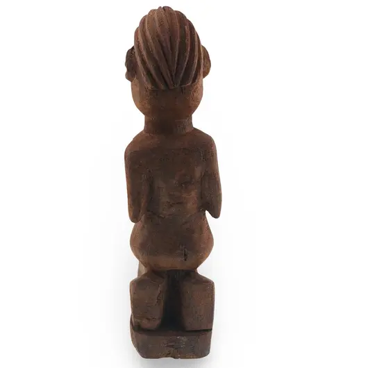 Statueta africana vintage din lemn sculptat manual, femeie in picioare, 20cm, imagine 2