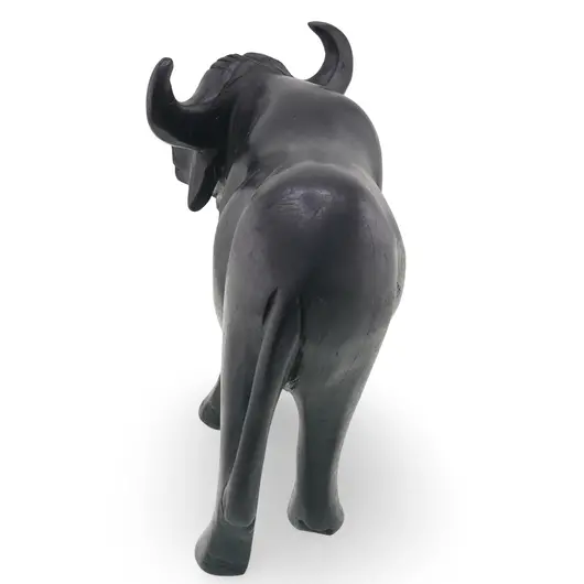 Figurina vintage din lemn sculptat manual, bivol negru, 17cm, imagine 2