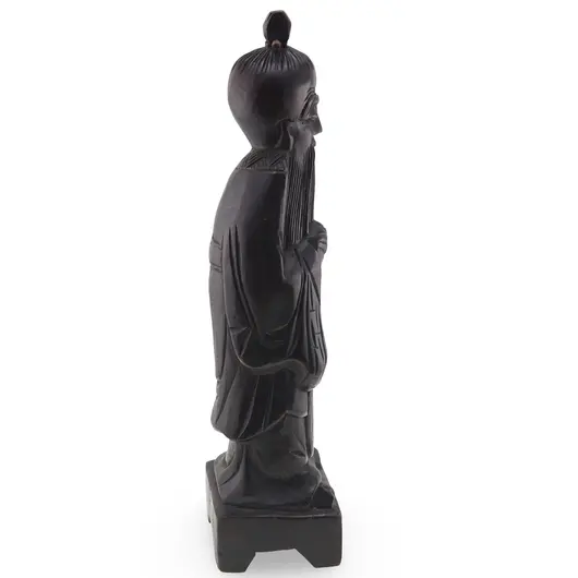 Statueta vintage din lemn sculptat manual, intelept asiatic, 30cm, imagine 2