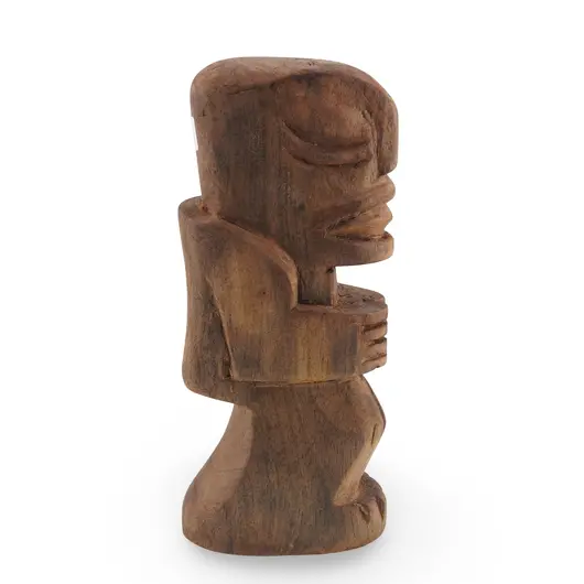 Statueta vintage din lemn sculptat manual, model tribal, 15cm, imagine 2