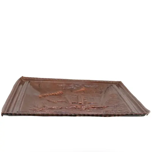 Tablou vintage din cupru, peisaj rustic in relief, 30cm, imagine 2