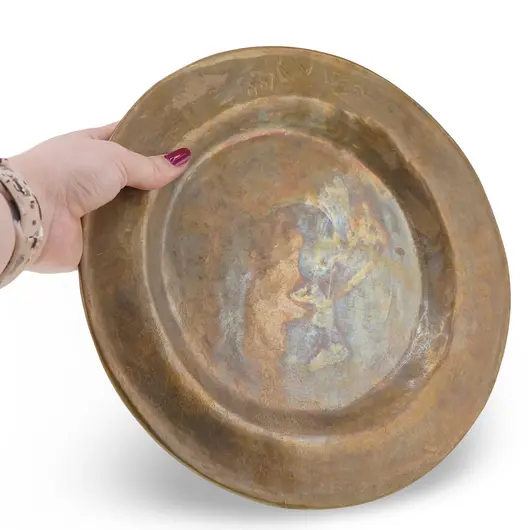 Farfurie vintage din alama, finisaj antichizat, 25cm, imagine 3