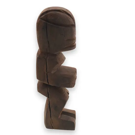 Statueta vintage din lemn sculptat manual, figurina mica stilizata cu detalii tribale, 16cm, imagine 2