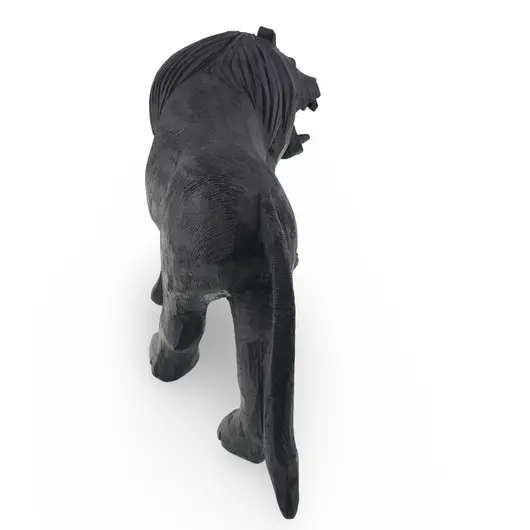 Figurina leu vintage din lemn sculptat manual, model realist in mers, 25cm, imagine 2