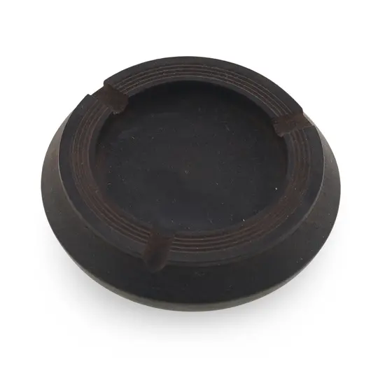 Scrumiera vintage din lemn sculptat manual, model rotunjit cu margini fine, 10cm, imagine 2
