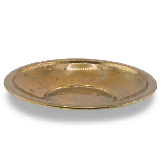 Farfurie rotunda vintage din alama simpla, finisaj patinat, 11cm