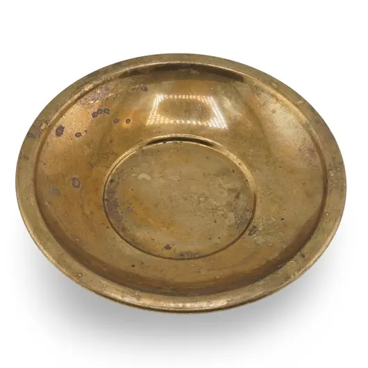 Farfurie rotunda vintage din alama simpla, finisaj patinat, 11cm, imagine 2
