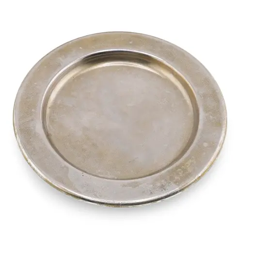 Farfurie rotunda vintage din metal argintiu, finisaj mat, 11cm, imagine 2